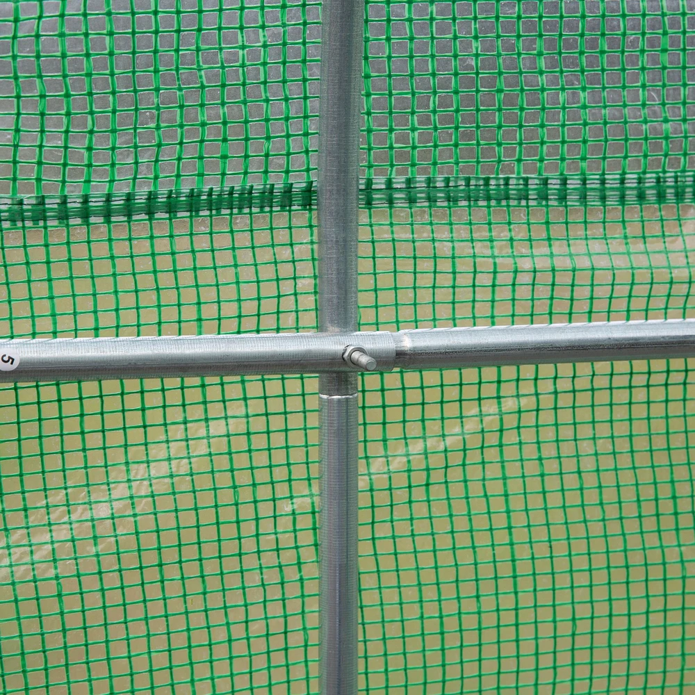 Aosom Šiltnamis 3,5 x 3 x 2 m, plėvelinis, tamsiai žalias, su ritinine durimi ir 6 tinkliniais langais