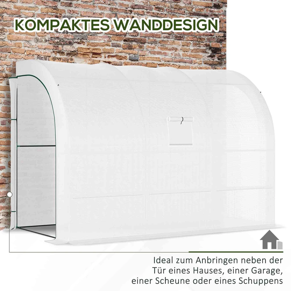 Aosom Šiltnamis su plastiko danga, baltas, 300 x 150 x 213 cm