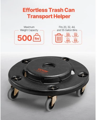 Koduva Šiukšliadėžių transportavimo pagrindas VEVOR, 2 vnt., juodas, 227 kg, Ø 46 x 16 cm