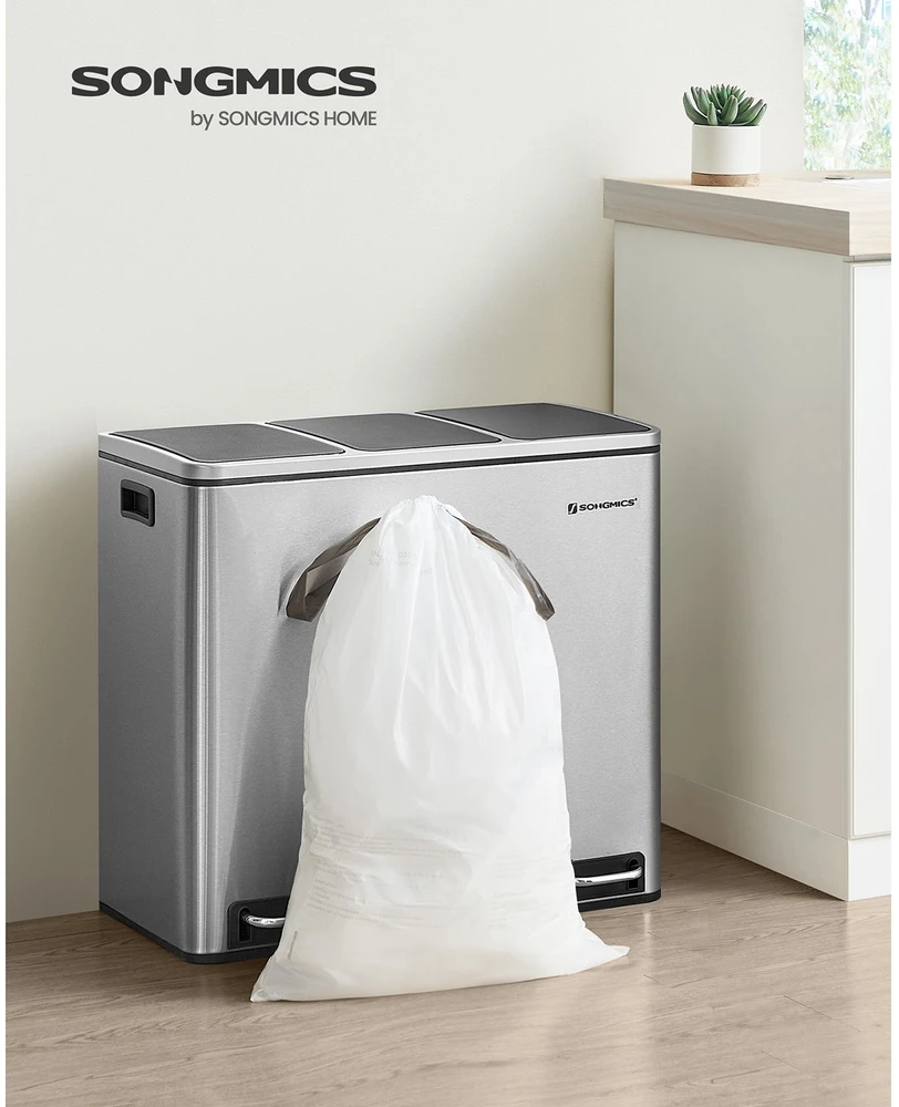 Songmics Šiukšlių maišai su užtraukiama juosta, 15–20 l, 42 x 60 cm, 80 vnt., balti
