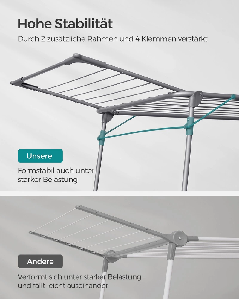 Koduva Skalbinių džiovyklė su kojinių laikikliu, pilka, metalas, 56,5 x 173 x 96,5 cm