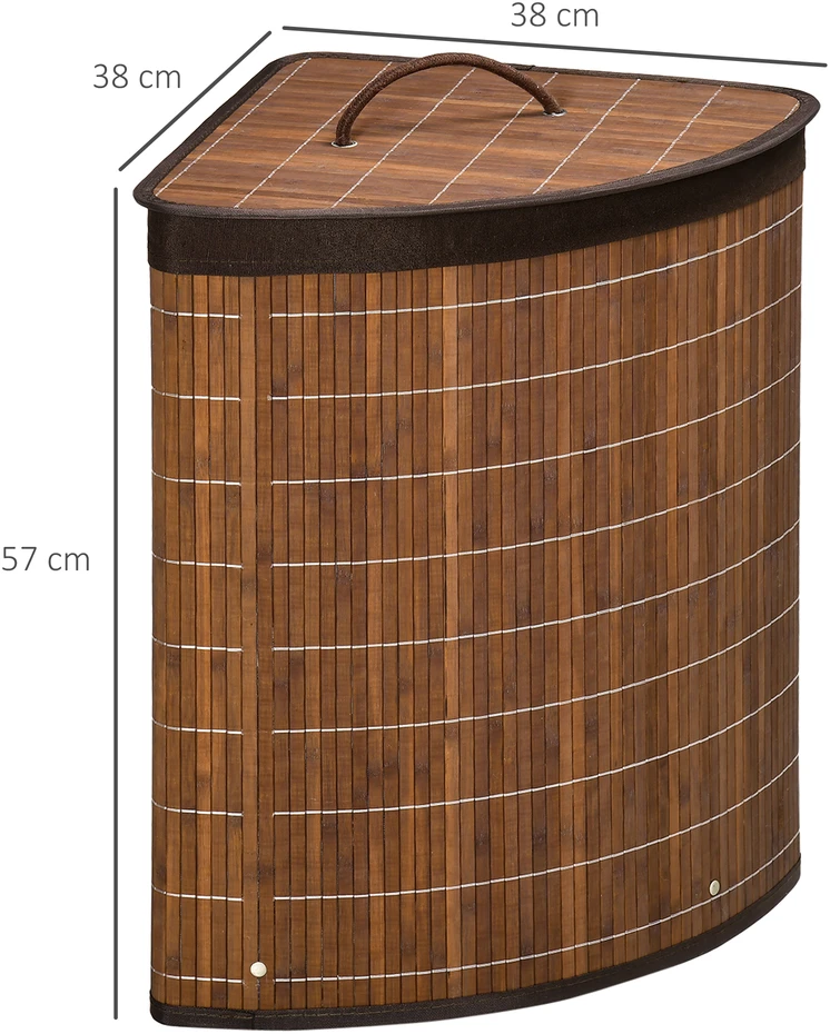 Aosom Skalbinių krepšys, 55 l, nuimamas dangtis, rudas, 38 x 38 x 57 cm