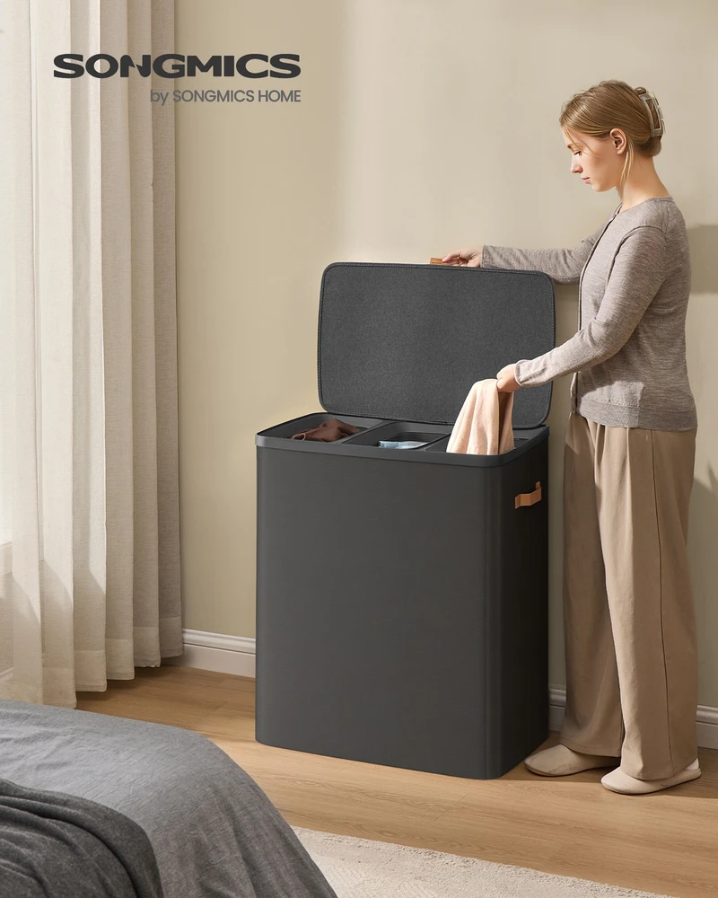 Koduva Skalbinių rūšiuoklė, juoda, 64 x 40 x 75 cm, poliesteris ir PP plastikas