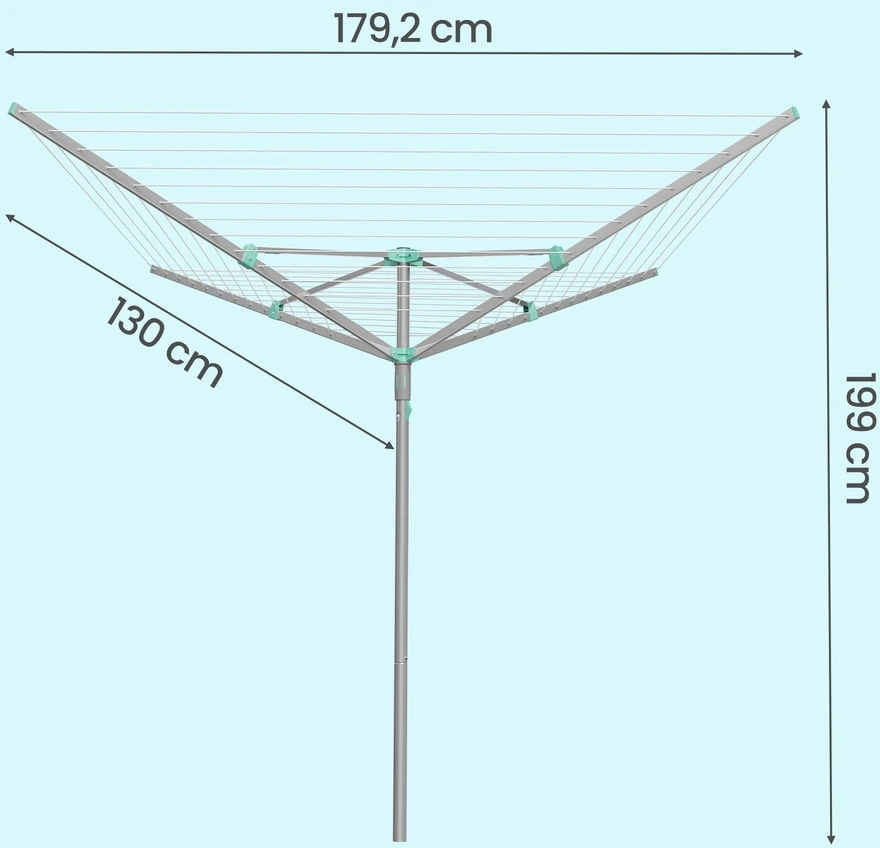 Koduva Skėtinis lauko skalbinių džiovintuvas, 60 m virvė, 179,2 x 179,2 x 199 cm, sidabrinis