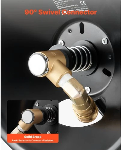 Koduva Slėginės plovyklos žarnos ritė VEVOR NTH-A20, 15,2 m x 9,5 mm, plieninė, tvirtinama prie sienos / grindų / sunkvežimio