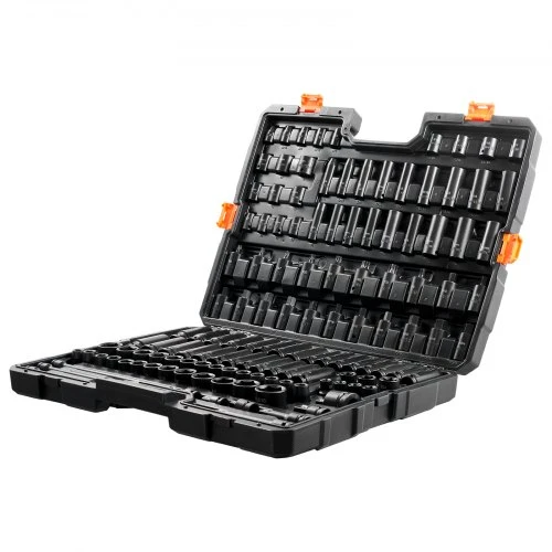 VEVOR Smūginių galvučių rinkinys XL3069, 130 dalių, 9,5 mm ir 12,7 mm pavarai, Cr-Mo lydinio plienas, su dėklu