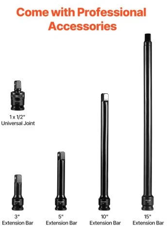 VEVOR Smūginių galvučių rinkinys, 43 dalių, 13 mm pavara, 9-30 mm