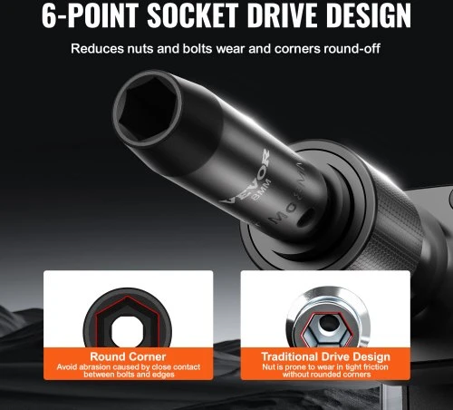 VEVOR Smūginių galvučių rinkinys XL3066, 18 dalių, 8-22 mm, CR-V legiruotas plienas