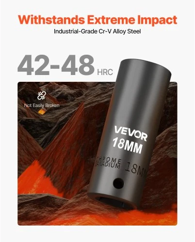 VEVOR Smūginių galvučių rinkinys, 26 vnt., 13 mm pavara, 6 kampų, CR-V plienas