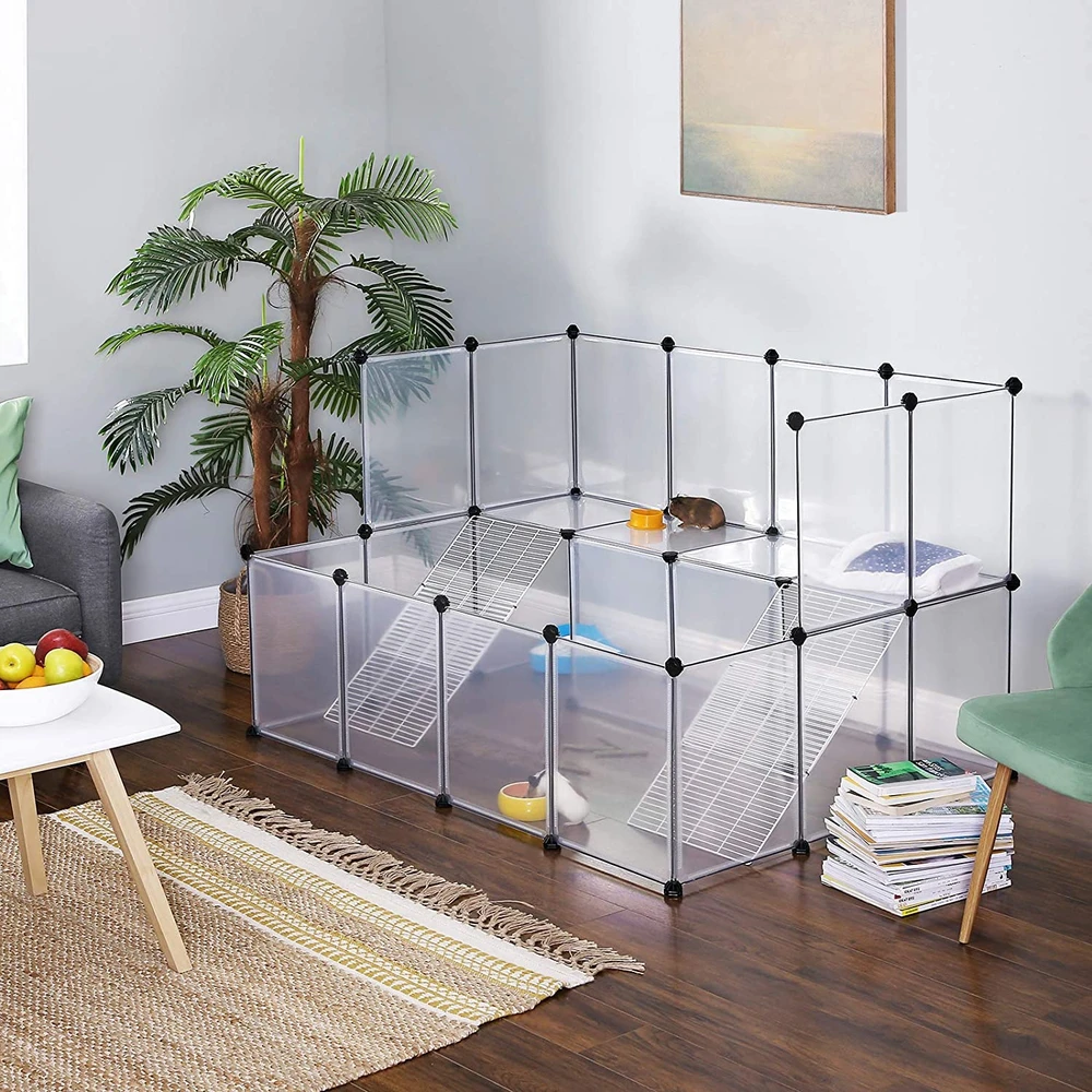 Koduva Smulkių gyvūnų maniežas, 2 aukštų, baltas, iš PP plastiko ir metalo, 143 x 108 x 92 cm