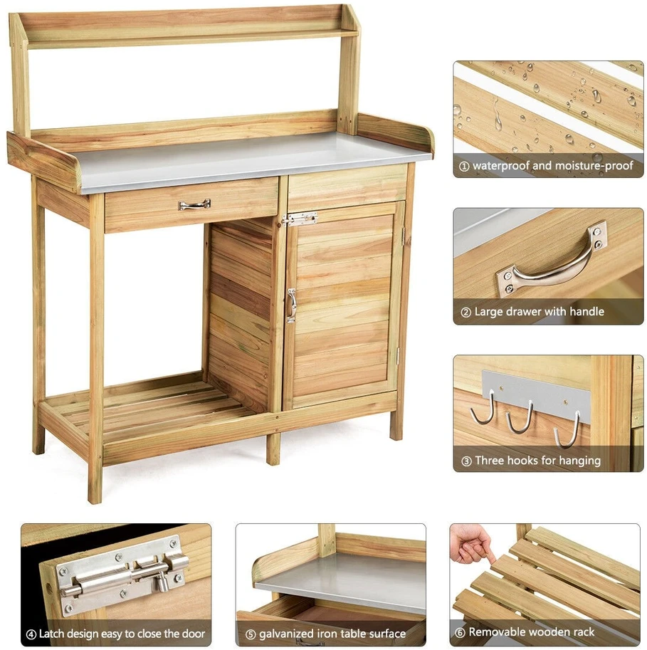 Promotion Sodinimo stalas su nerūdijančiojo plieno stalviršiu ir rakinama spintele, geltonas, 112 x 46,5 x 125 cm