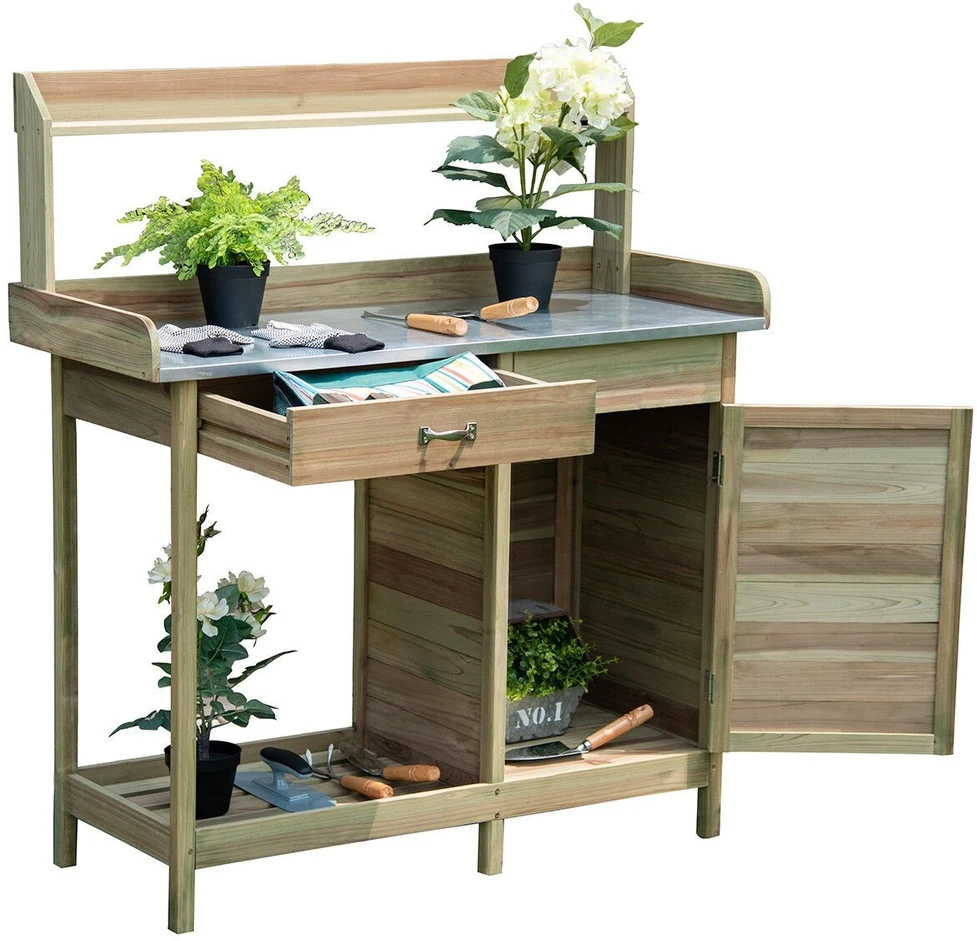 Promotion Sodinimo stalas su nerūdijančiojo plieno stalviršiu ir rakinama spintele, geltonas, 112 x 46,5 x 125 cm