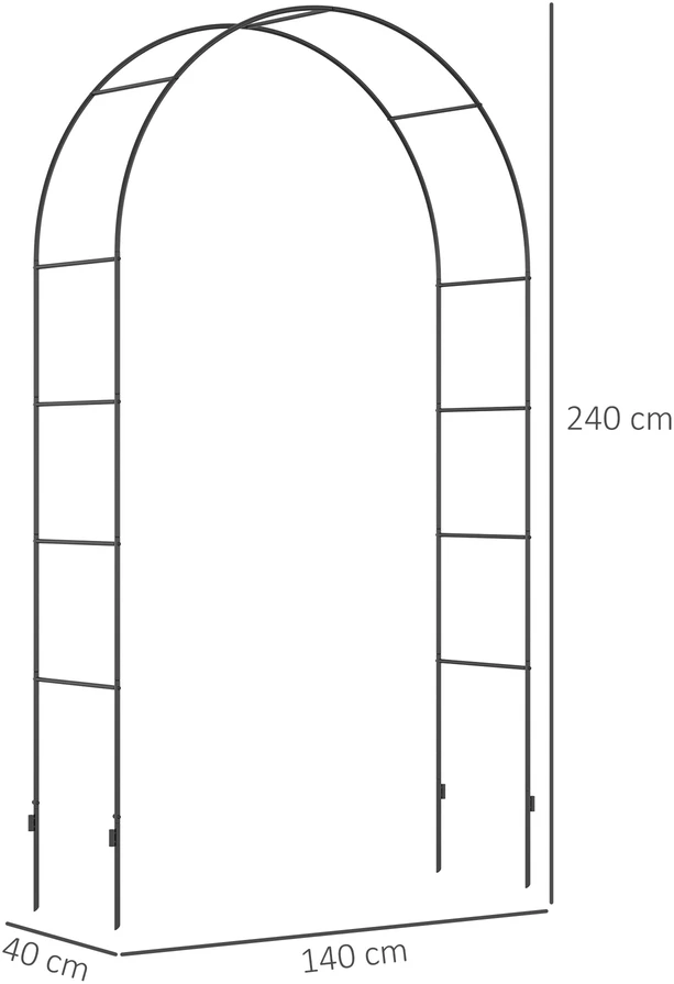 Aosom Sodo arka, rožių arka, metalinė vijoklinė atrama, juoda, 140 x 40 x 240 cm