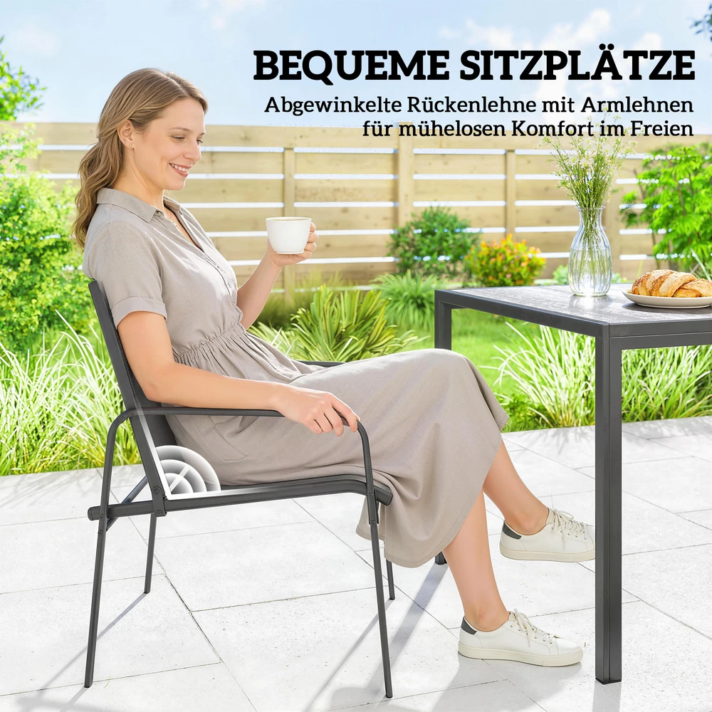 Lauko baldų komplektas Koduva Sodo baldų komplektas, stalas 150 x 80 cm, 6 kėdės, juodas