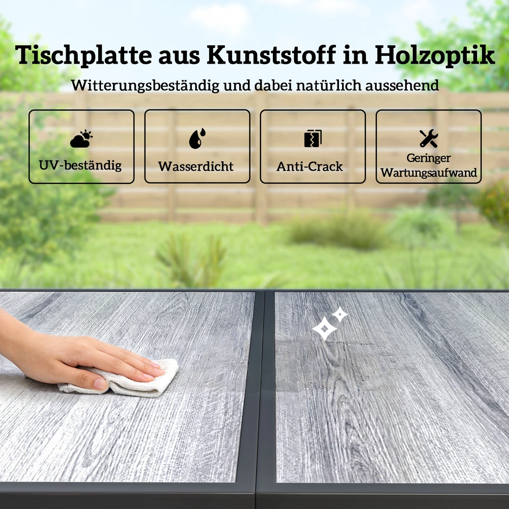 Lauko baldų komplektas Koduva Sodo baldų komplektas, stalas 150 x 80 cm, 6 kėdės, juodas