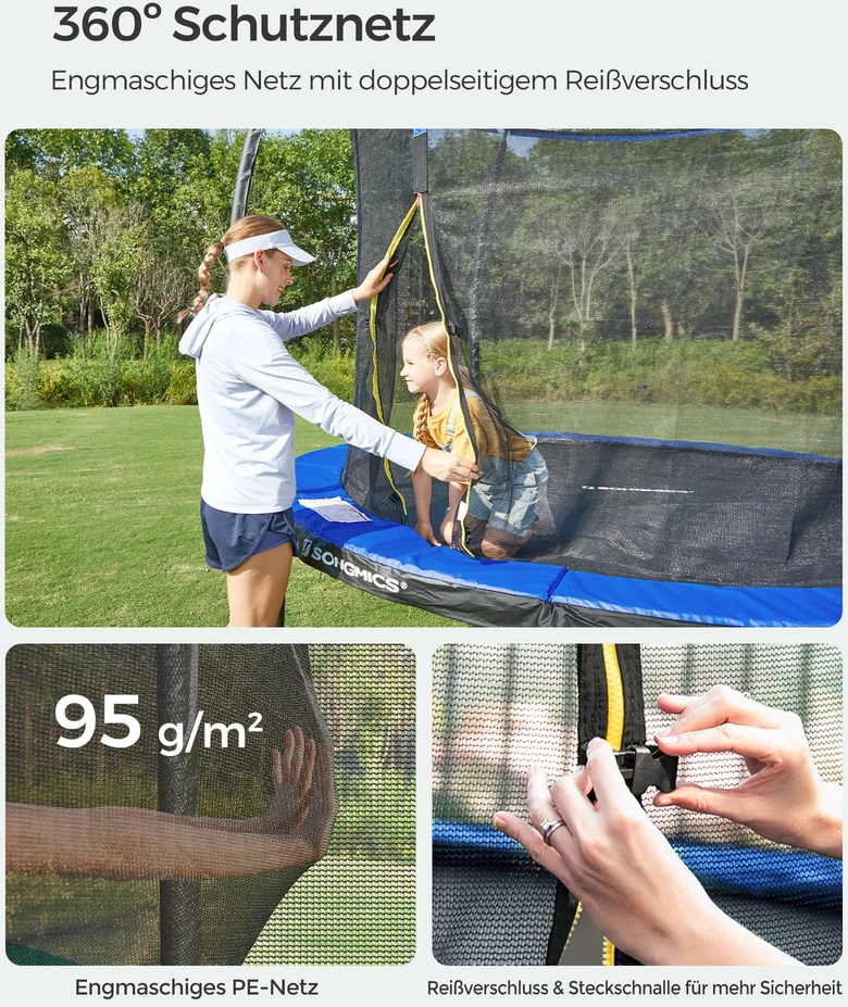 Koduva Sodo batutas, apvalus, Ø 305 cm, su apsauginiu tinklu ir kopėčiomis, juodas/mėlynas