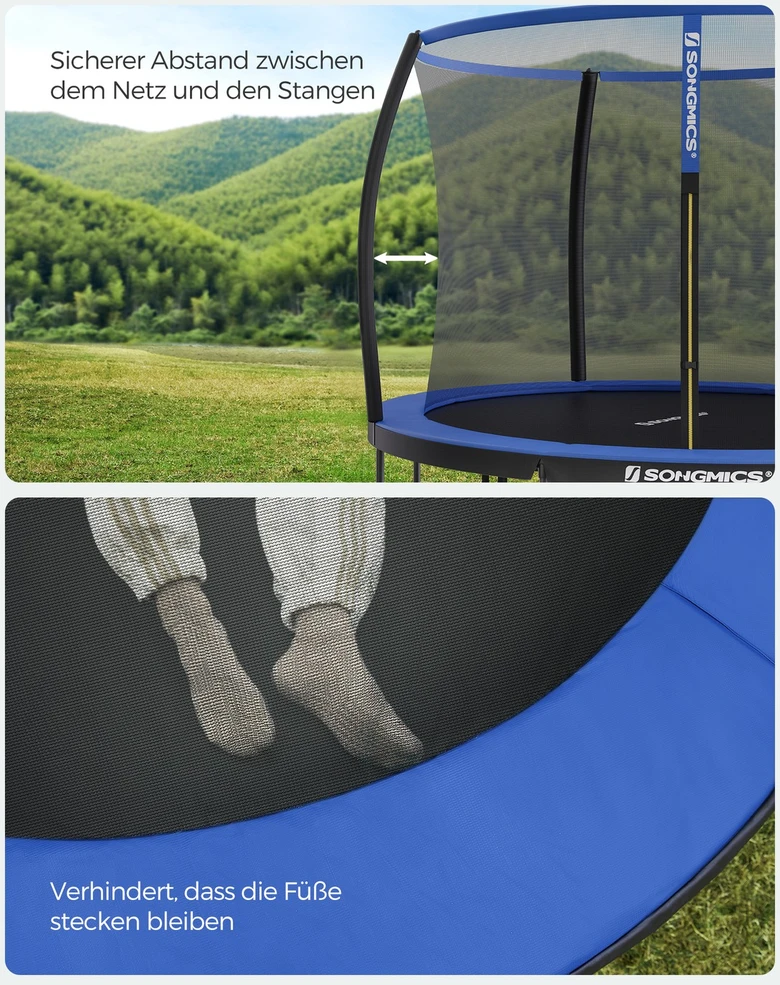 Koduva Sodo batutas, apvalus, Ø 305 cm, su apsauginiu tinklu ir kopėčiomis, juodas/mėlynas