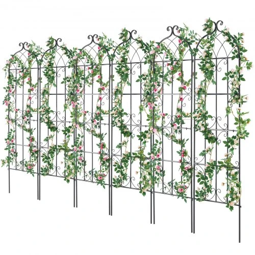 VEVOR Sodo grotelės vijokliniams augalams, metalinės, juodos, 51 x 180 cm, 6 vnt.