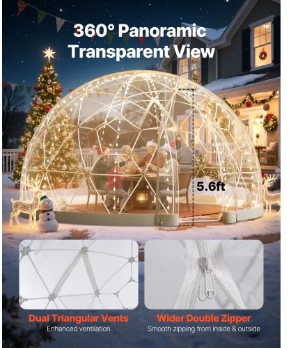 Koduva Sodo kupolas VEVOR GB-DOME-12, PVC, baltas / skaidrus, 360 x 220 cm, 4-7 asmenims
