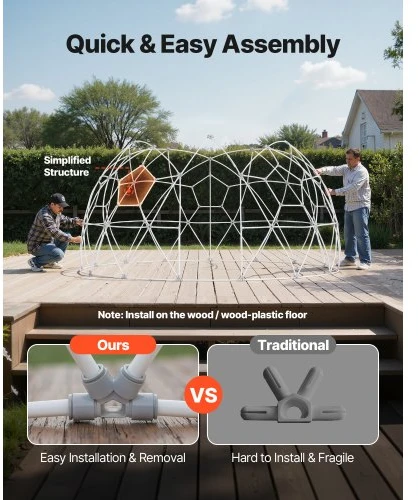Koduva Sodo kupolas VEVOR GB-DOME-12, PVC, baltas / skaidrus, 360 x 220 cm, 4-7 asmenims