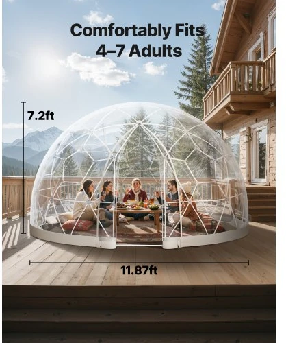 Koduva Sodo kupolas VEVOR GB-DOME-12, PVC, baltas / skaidrus, 360 x 220 cm, 4-7 asmenims