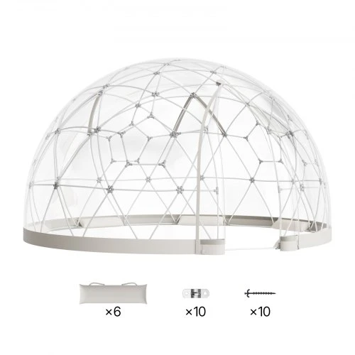 Koduva Sodo kupolinė palapinė VEVOR GB-DOME-9.5, balta / skaidri, PVC, 290 x 175 cm, 2-4 asmenims