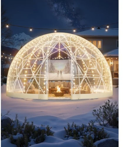 VEVOR Sodo kupolo šiltnamis GB-DOME-15, PVC, baltas / skaidrus, 457 x 290 cm