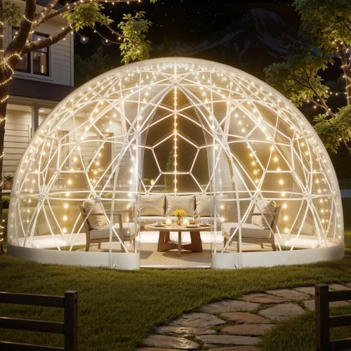 VEVOR Sodo kupolo šiltnamis GB-DOME-15, PVC, baltas / skaidrus, 457 x 290 cm
