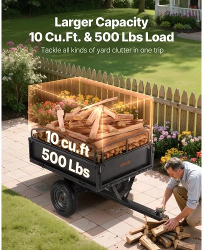 VEVOR Sodo priekaba BTC002D, plieninė, 283 l, iki 227 kg, 142 x 76 x 70 cm
