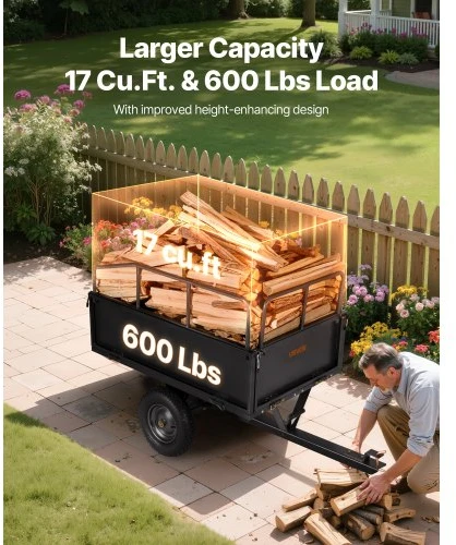 VEVOR Sodo priekaba BTC002E, plieninė, 481 l, iki 272 kg, 169 x 76 x 78 cm