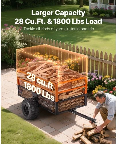 VEVOR Sodo priekaba TC4288, plieninė, 793 l, iki 800 kg, 221 x 81 x 94 cm