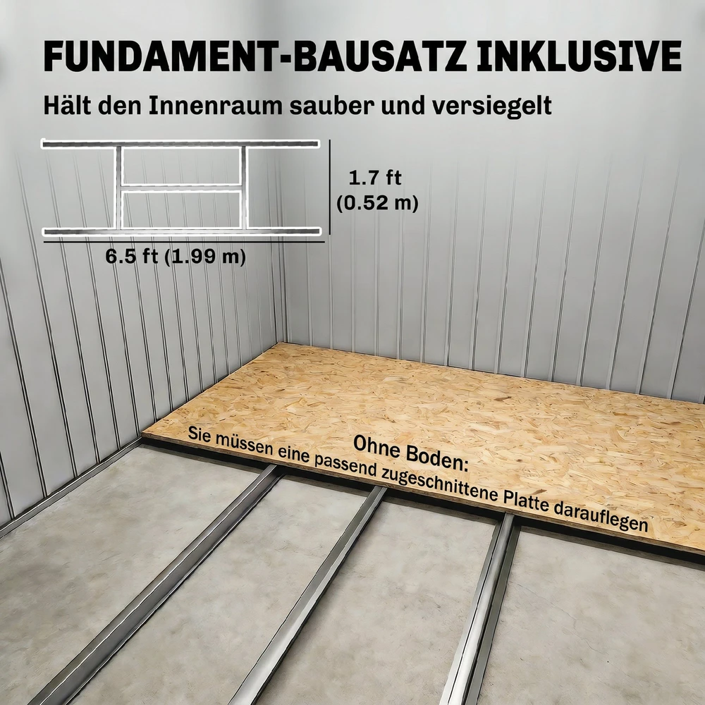 Aosom Sodo sandėliukas su ventiliacijos langais ir slankiosiomis durimis, cinkuotas plienas, 213 x 130 x 172 cm, šviesiai pilkas