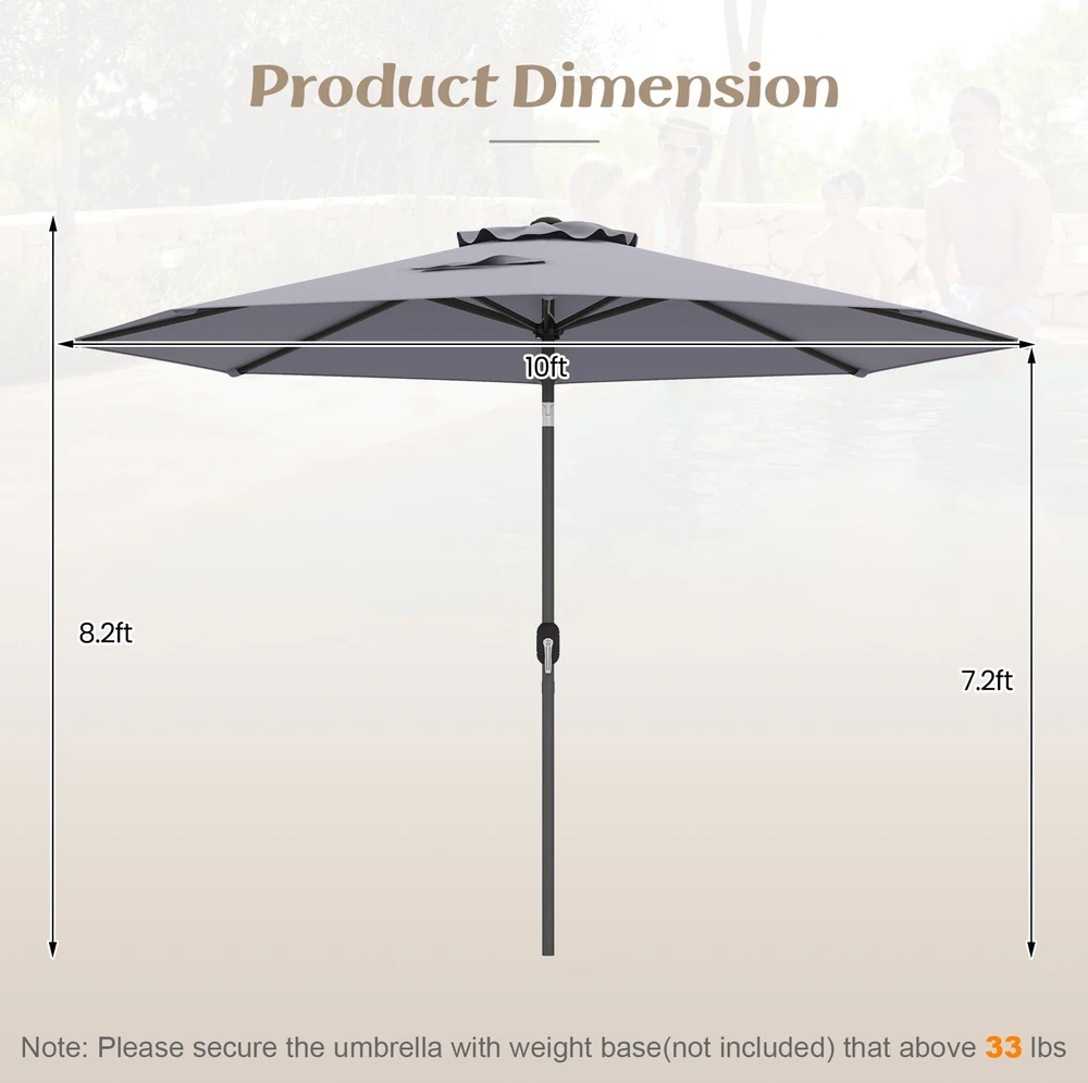 Promotion Sodo skėtis 300cm, pilkas spalvos, su rankena