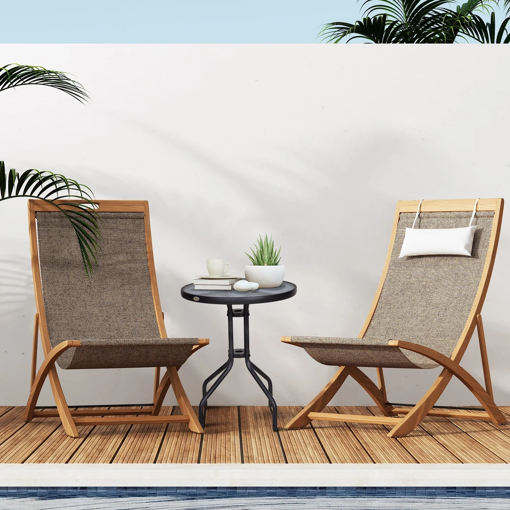 Aosom Sodo stalas balkono stalas, juodas, Ø60 x H70 cm, metalas ir saugus stiklas