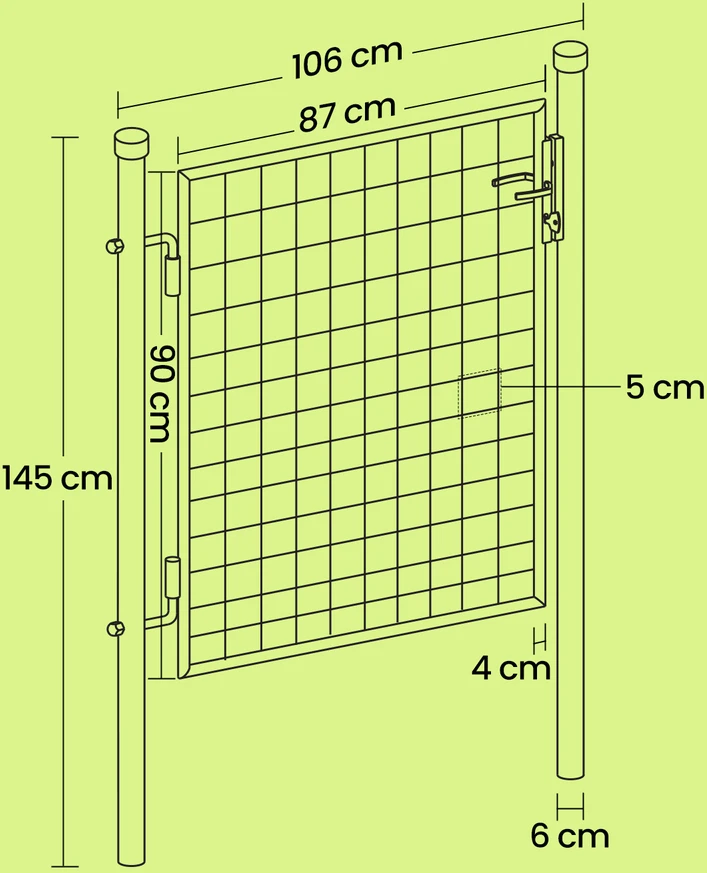Koduva Sodo vartai iš cinkuoto plieno, žali, 106 x 6 x 145 cm, su spyna ir 3 raktais