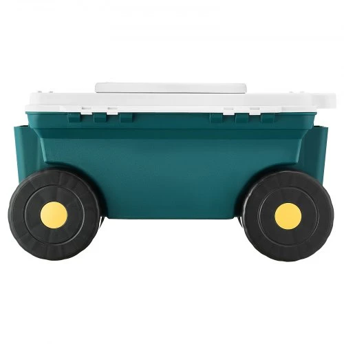VEVOR Sodo vežimėlis su sėdyne TC4460A, 2 viename, su daiktadėže, iki 123 kg, pilka, žalia, juoda, 52 x 31 x 28 cm