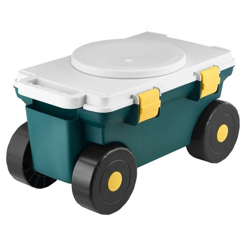 VEVOR Sodo vežimėlis su sėdyne TC4460A, 2 viename, su daiktadėže, iki 123 kg, pilka, žalia, juoda, 52 x 31 x 28 cm