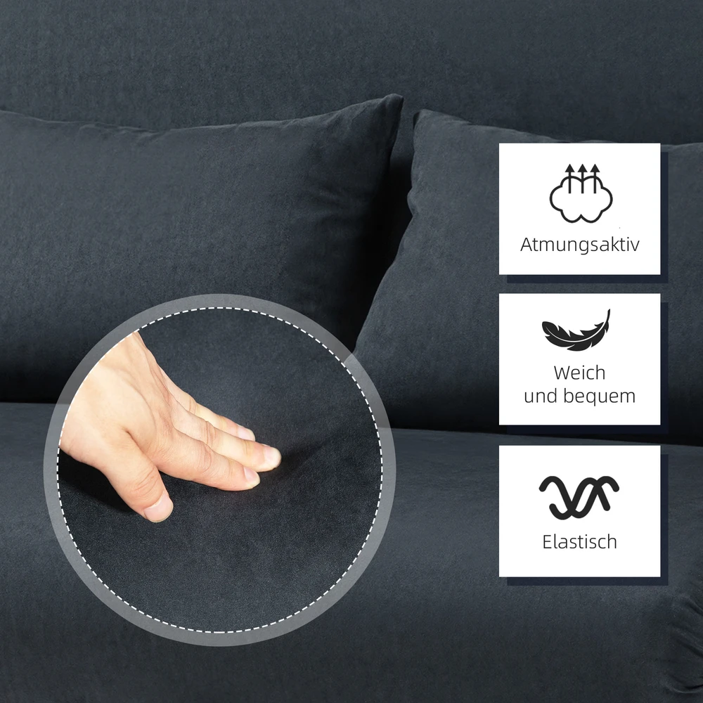 Aosom Sofa-lova, 5 padėčių reguliuojama, dirbtinė zomša, plieno rėmas, su pagalve, juoda