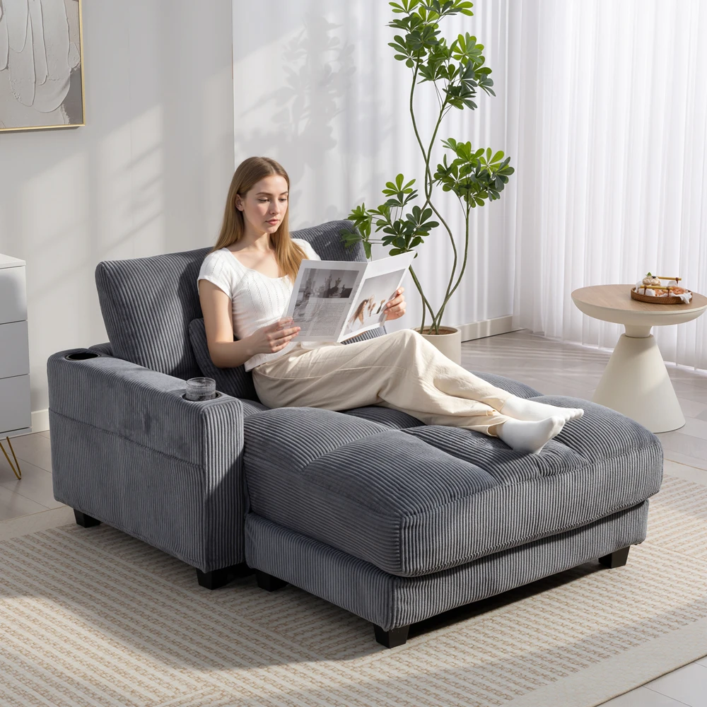 Aosom Sofa-lova su pagalve, tamsiai pilka, 147 x 114 x 86 cm
