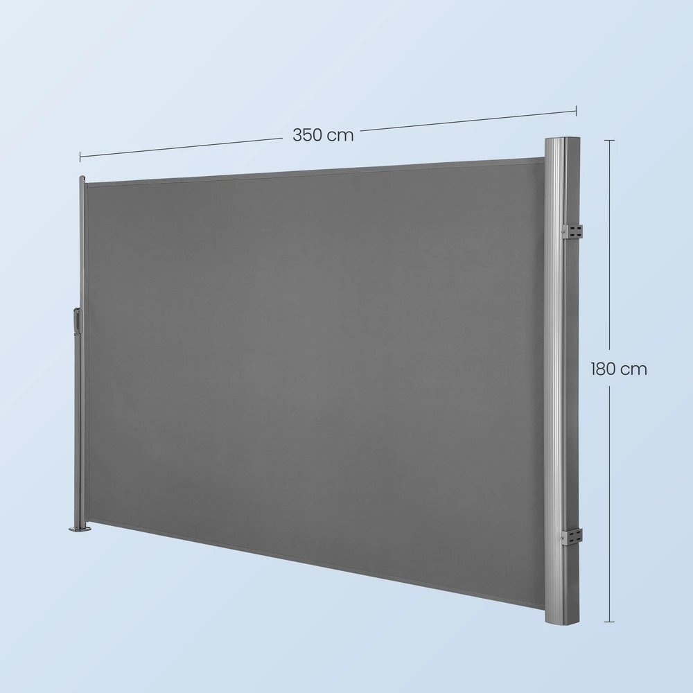 Songmics Šoninė markizė 180 x 350 cm, ištraukiama, aliuminis ir poliesteris, antracito