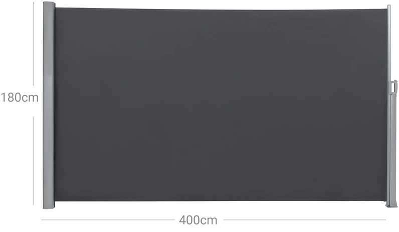 Songmics Šoninė markizė, 180 x 400 cm, aliuminis ir PU dengtas poliesteris, antracito
