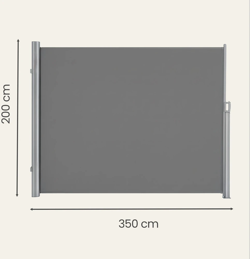 Songmics Šoninė markizė, 200 x 350 cm, aliuminio lydinys, poliesteris su PU danga, pilka