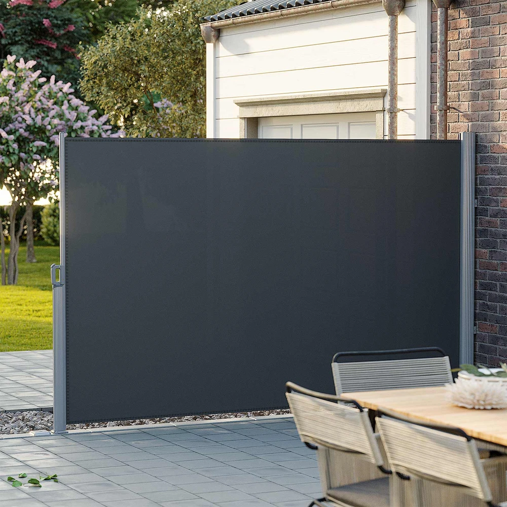 Songmics Šoninė markizė, 200 x 400 cm, aliuminis ir PU dengtas poliesteris, antracito spalva