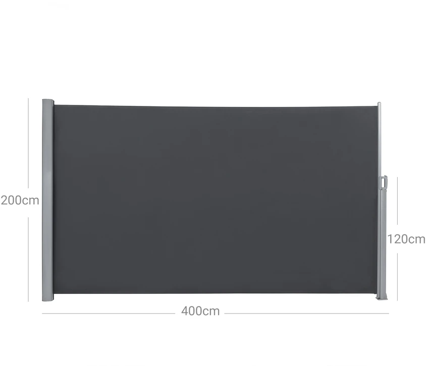 Songmics Šoninė markizė, 200 x 400 cm, aliuminis ir PU dengtas poliesteris, antracito spalva