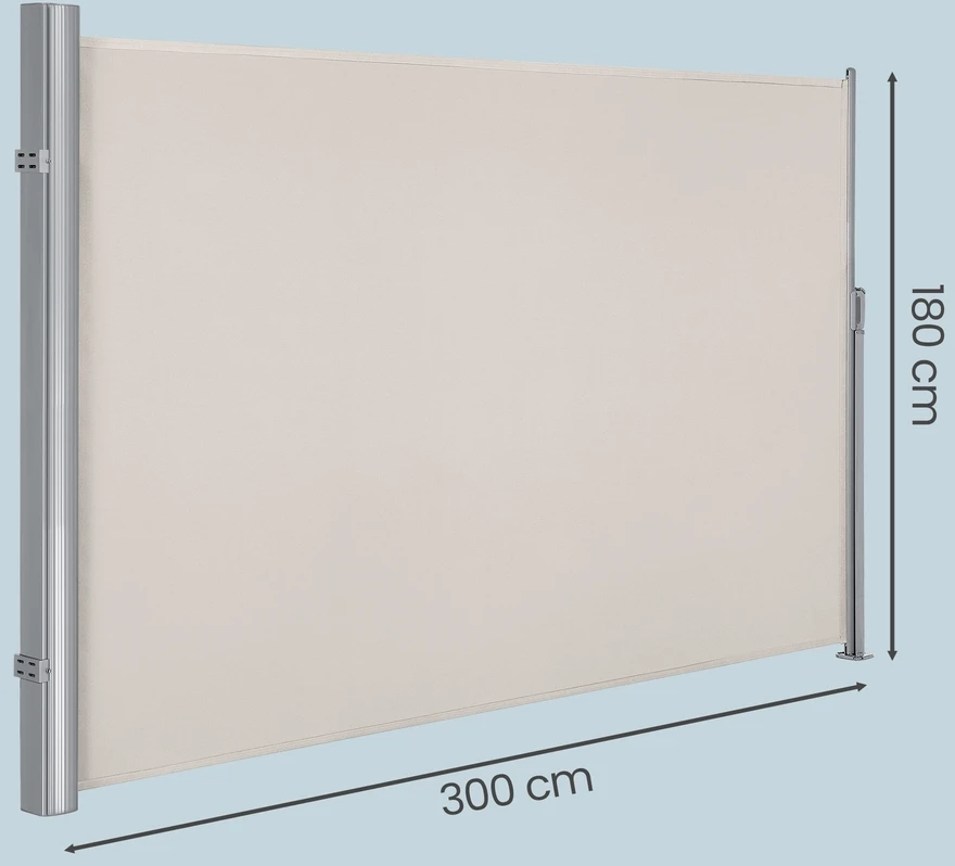 Songmics Šoninė markizė balkonui ir terasai, 180 x 300 cm, aliuminio lydinys, poliesteris, smėlio spalvos