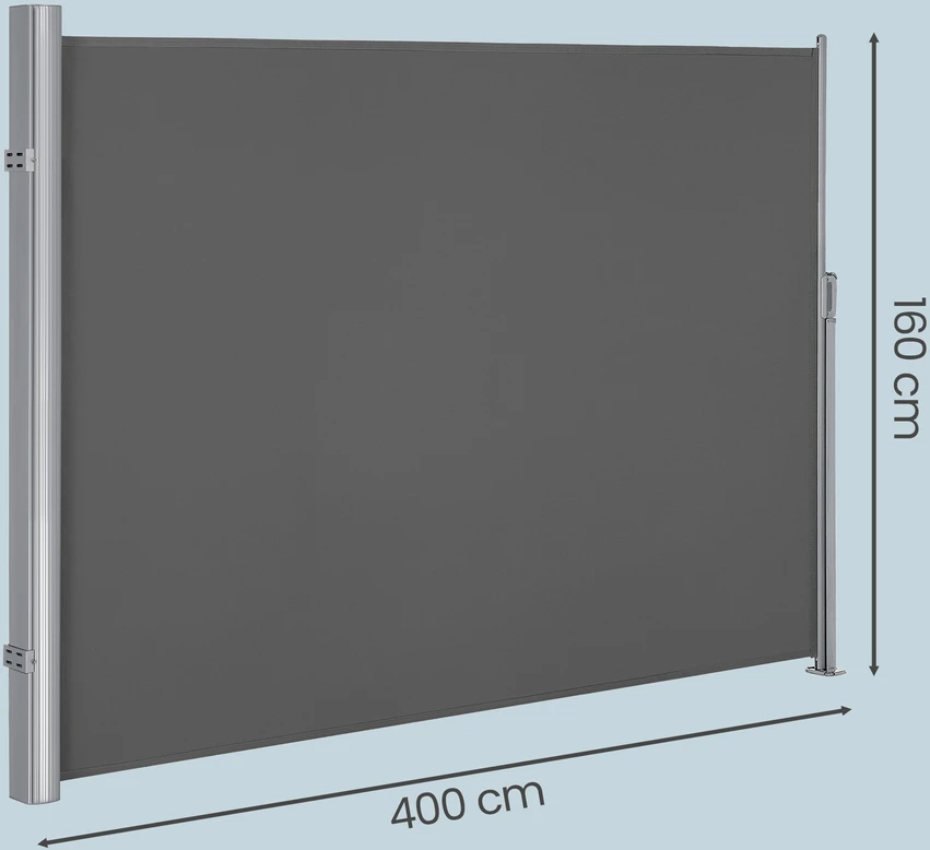 Songmics Šoninė markizė su aliuminio lydinio kasete, 160 x 400 cm, antracito spalvos
