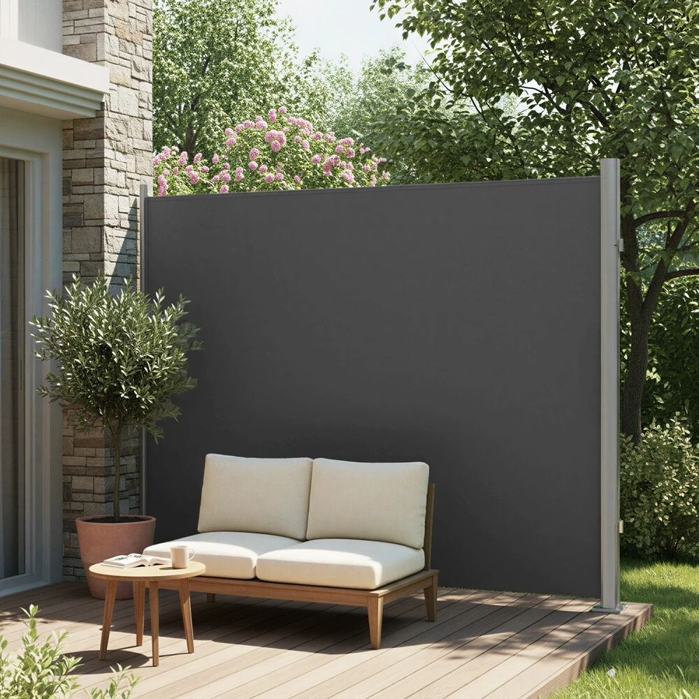 Songmics Šoninė markizė su aliuminio lydinio kasete, 180 x 300 cm, antracito spalvos