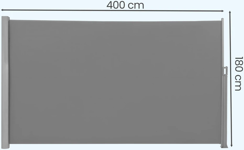 Songmics Šoninė markizė su aliuminio lydinio kasete, 180 x 400 cm, pilka