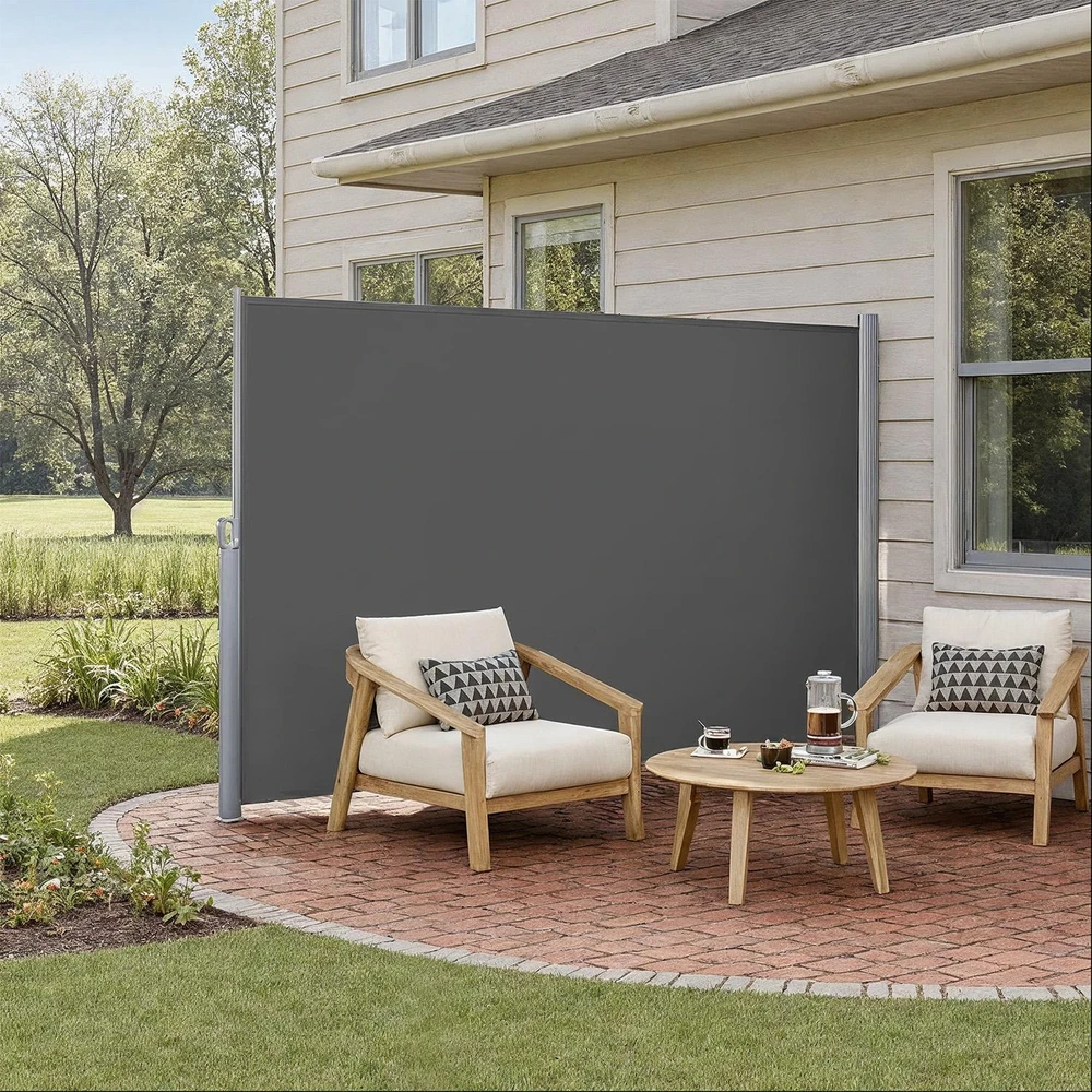 Songmics Šoninė markizė su aliuminio lydinio kasete, 200 x 400 cm, antracito spalvos