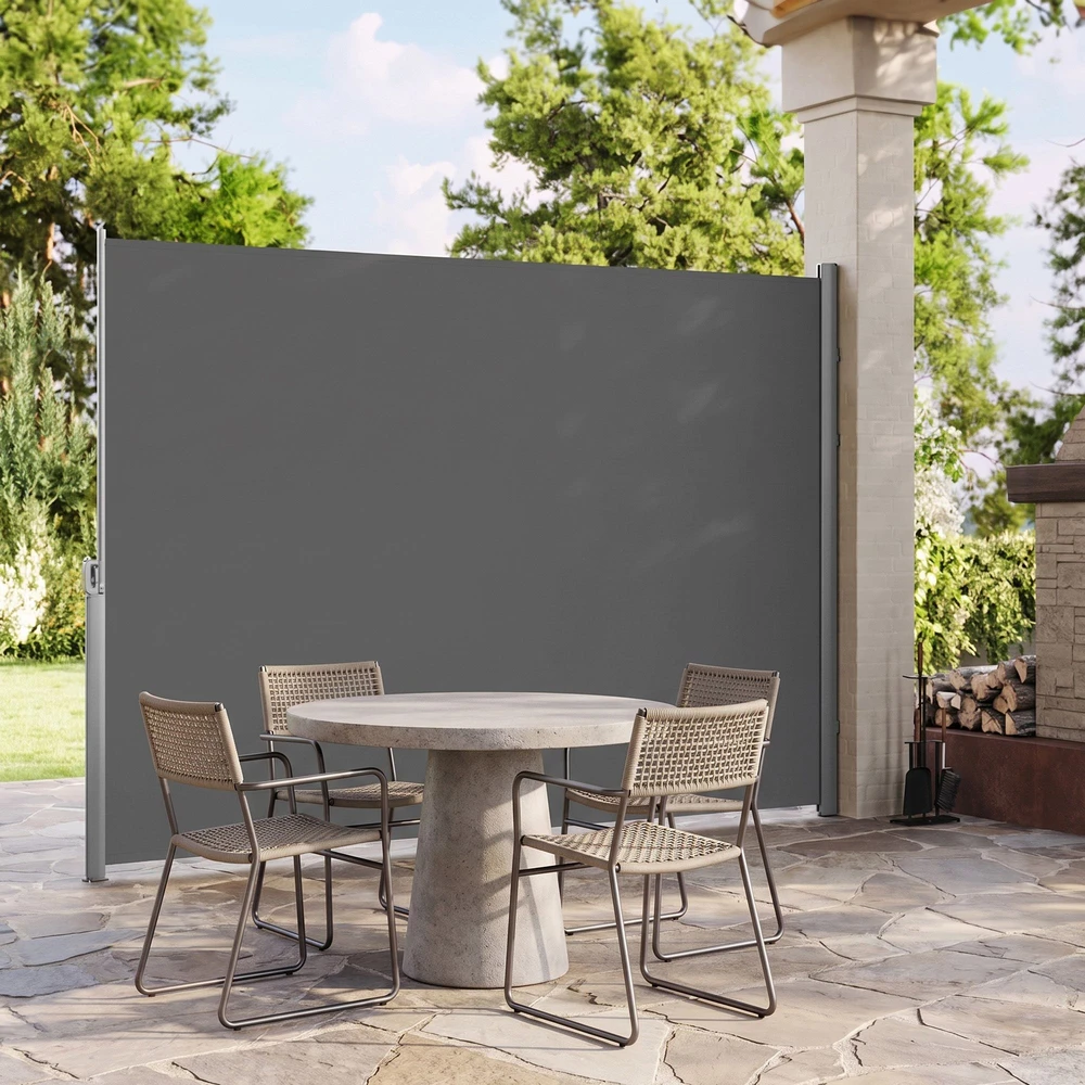 Songmics Šoninė markizė su aliuminio lydinio kasete, 160 x 400 cm, antracito spalvos
